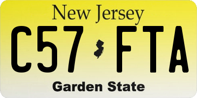 NJ license plate C57FTA