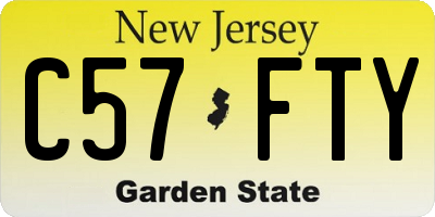 NJ license plate C57FTY