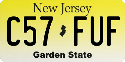 NJ license plate C57FUF
