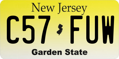 NJ license plate C57FUW