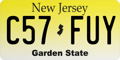 NJ license plate C57FUY