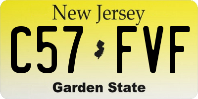 NJ license plate C57FVF
