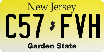 NJ license plate C57FVH