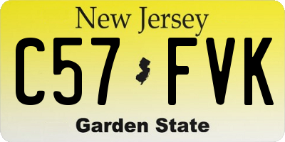 NJ license plate C57FVK