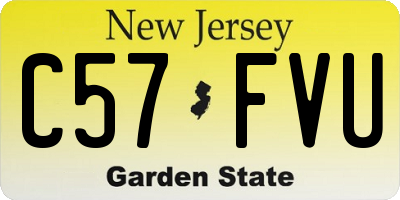 NJ license plate C57FVU