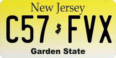 NJ license plate C57FVX