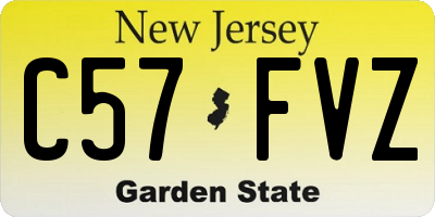 NJ license plate C57FVZ