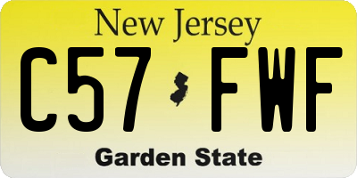 NJ license plate C57FWF
