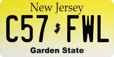 NJ license plate C57FWL