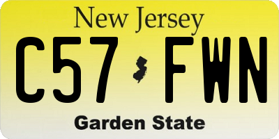 NJ license plate C57FWN