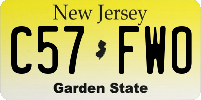 NJ license plate C57FWO