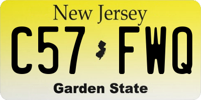 NJ license plate C57FWQ