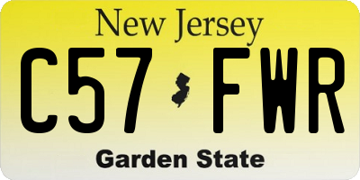NJ license plate C57FWR