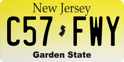 NJ license plate C57FWY