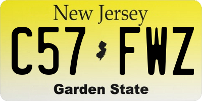 NJ license plate C57FWZ