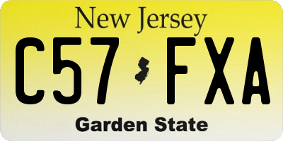 NJ license plate C57FXA