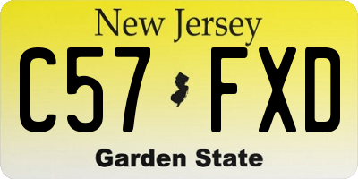 NJ license plate C57FXD