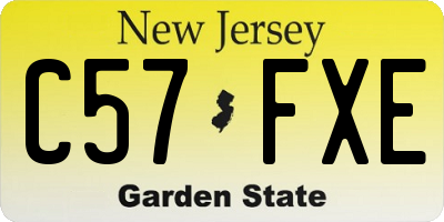 NJ license plate C57FXE