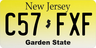NJ license plate C57FXF