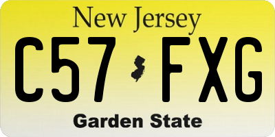 NJ license plate C57FXG