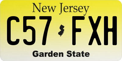 NJ license plate C57FXH