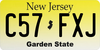 NJ license plate C57FXJ
