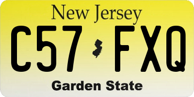 NJ license plate C57FXQ