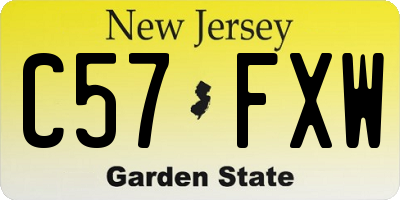 NJ license plate C57FXW