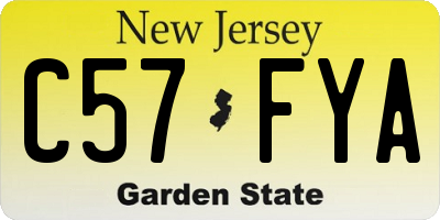 NJ license plate C57FYA
