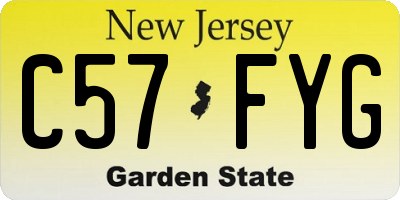 NJ license plate C57FYG