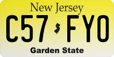 NJ license plate C57FYO