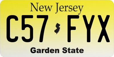 NJ license plate C57FYX