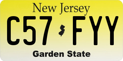 NJ license plate C57FYY