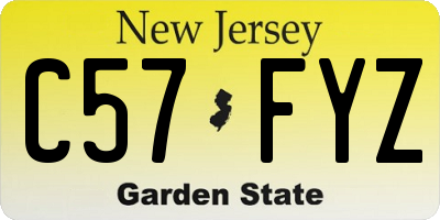NJ license plate C57FYZ