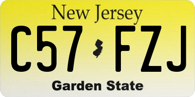 NJ license plate C57FZJ