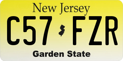 NJ license plate C57FZR