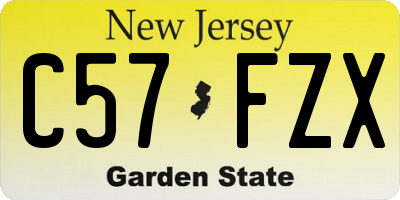 NJ license plate C57FZX