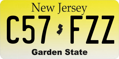 NJ license plate C57FZZ