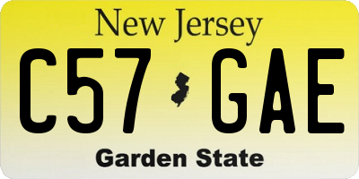 NJ license plate C57GAE