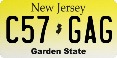 NJ license plate C57GAG