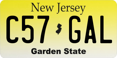 NJ license plate C57GAL