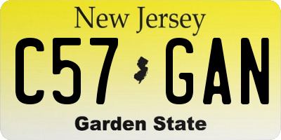 NJ license plate C57GAN