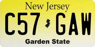 NJ license plate C57GAW