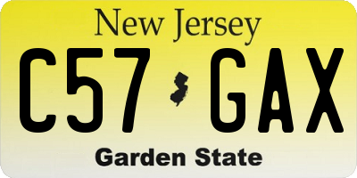 NJ license plate C57GAX