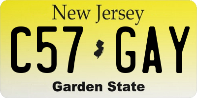NJ license plate C57GAY