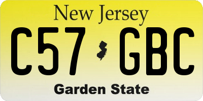 NJ license plate C57GBC