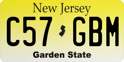 NJ license plate C57GBM