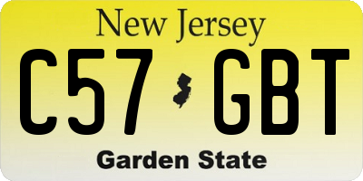 NJ license plate C57GBT