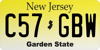 NJ license plate C57GBW