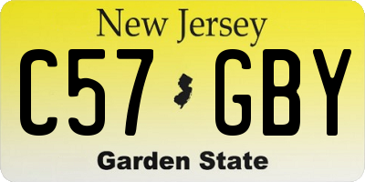 NJ license plate C57GBY